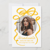 Modern Elegant Yellow Bow 2 Foto Afstuderen Aankondiging (Voorkant)
