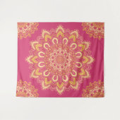 Modern Elegant Yellow Raspberry Pink Boho Mandala Wandkleed (Voorkant (horizontaal))