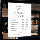 Modern Elegant Zakelijk Logo Witte Openingstijden Raamsticker