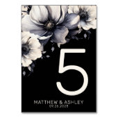Modern Elegant Zwart Bloemen Bruiloft Kaart (Achterkant)