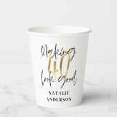 modern elegant zwart en goud 40e verjaardag papieren bekers (Achterkant)