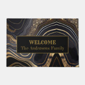Modern elegant zwart en goud welkom deurmat (Voorkant)