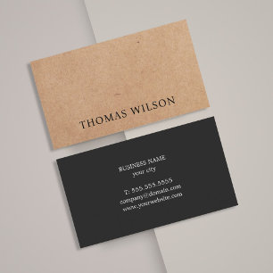 Modern Elegant Zwart GEDRUKT Kraftpapier-Document Visitekaartje