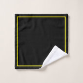 Modern Elegant Zwart Geel Monogram Script Naam Bad Handdoek (Wasdoekje)