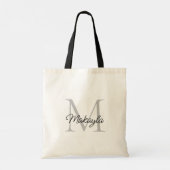 Modern Elegant Zwart Gepersonaliseerd Monogram Tote Bag (Achterkant)