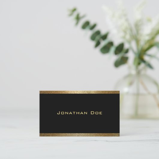 Modern Elegant Zwart Goud Grafisch Ontwerp Sjabloo Visitekaartje (Staand voorkant)