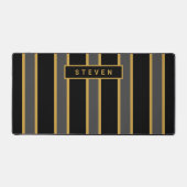 Modern Elegant Zwart Goud Mannelijk Gepersonalisee Bureaumat (Voorkant)