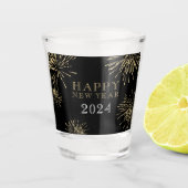 Modern Elegant Zwart Goud Oudejaarsavond Party Shot Glas (Voorkant)
