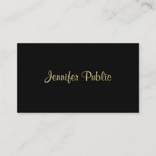 Modern Elegant Zwart Goud Plain Professional Visitekaartje