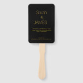 Modern Elegant Zwart Goud Script Huwelijksprogramm Handwaaier (Voorkant)