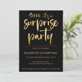 Modern Elegant Zwart Goud Verrassing Verjaardagsfe Kaart (Staand voorkant)