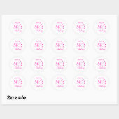 Modern Elegant Zwart Heet Roze Harten 50ste Verjaa Ronde Sticker (Vel)