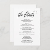 Modern elegant, zwart script, onze huwelijksgegeve informatiekaartje (Voorkant / Achterkant)