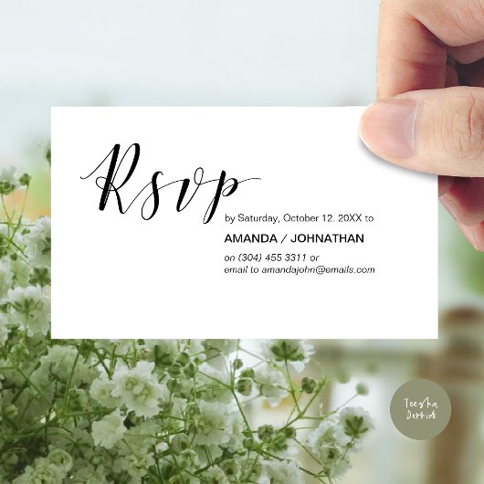 Modern Elegant, Zwart Script, Partij RSVP Informatiekaartje