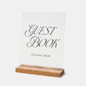 Modern Elegant Zwart Typografie Bruiloft Gastenboe Acryl Bord (Hoek)