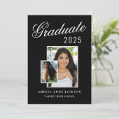 Modern Elegant Zwart & Wit 2025 Afstuderen Foto Kaart (Staand voorkant)