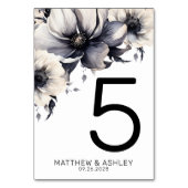 Modern Elegant Zwart Wit Bloemen Bruiloft Kaart (Achterkant)