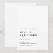 Modern Elegant Zwart-wit bruiloft Kaart (Voorkant / Achterkant)