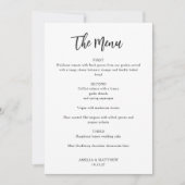 Modern Elegant Zwart-Wit Bruiloft Menu Kaart (Voorkant)