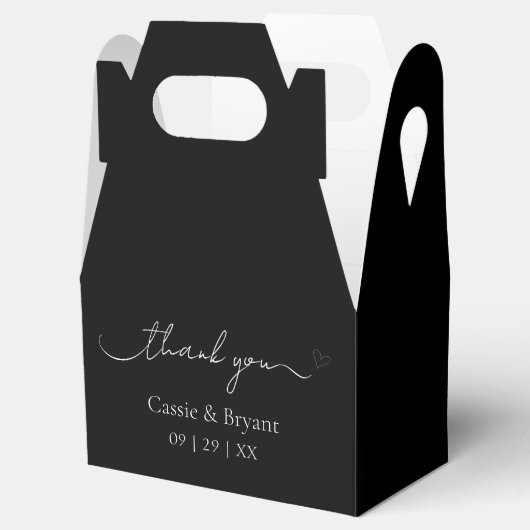 Modern Elegant Zwart-Wit Dank u Bedankdoosjes (Geopend)