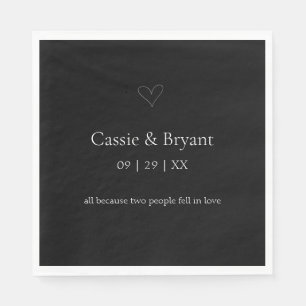 Modern Elegant Zwart-Wit Dank u Bruiloft Servet
