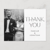 Modern Elegant Zwart Wit Foto Bruiloft Dank u Briefkaart (Voorkant)