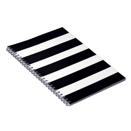 Modern elegant zwart-wit gestreept Notitieboek (Rechterzijde)