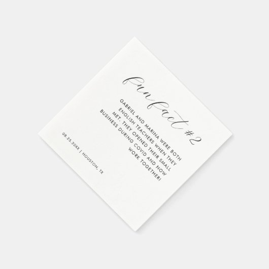 Modern Elegant Zwart & Wit Leuk Fact # 2 Bruiloft Servet (Hoek)