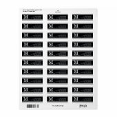 modern & elegant, zwart-wit, monogrammen etiket (Full Sheet)