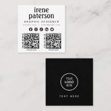 Modern Elegant Zwart Wit QR Code Social Media