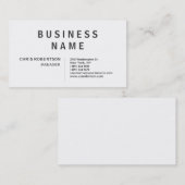 Modern Elegant Zwart Wit Standaard Visitekaartje (Voorkant / Achterkant)