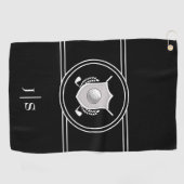 Modern Elegant Zwart-wit Stijlvol Monogrammed Golfhanddoek (Horizontaal)