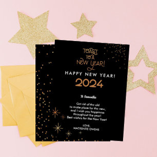 Modern & Elegante Gouden Glitter Laten we Toast Feestdagenkaart