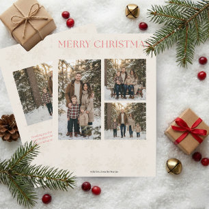 Modern Elegante Kerstmis met 4 foto's Feestdagenkaart