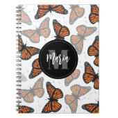 Modern Elegante Monarch Vlinder Monogram Notitieboek (Voorkant)