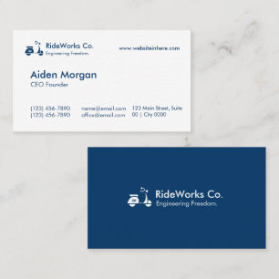 Modern Elegante RideWorks Co Schoon Wit Diep Navy Visitekaartje