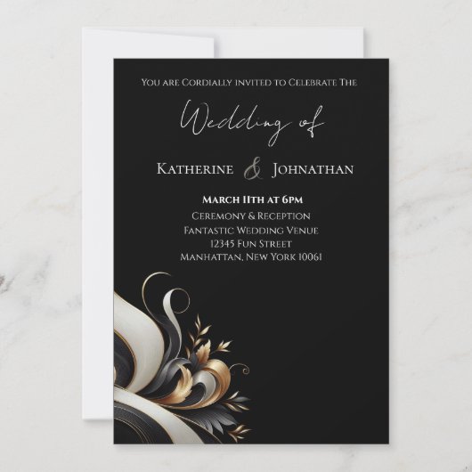 Modern Elegante Zwart en Goud Kaart (Voorkant)