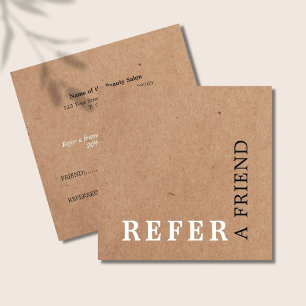 Modern ElegantPrinted Kraft Beauty Referral-Kaart Aanbevelingskaartje