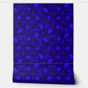 Modern Elektrisch Blauw Bloemen Vrijheidspatroon M Behang