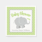 Modern Elephant Baby shower Green en Grey Servetten (Voorkant)