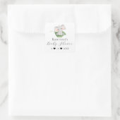Modern Elephant Greenery Baby shower Envelope Seal Vierkante Sticker (Tas)