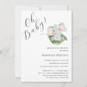 Modern Elephant Greenery Oh Baby shower Kaart (Voorkant)