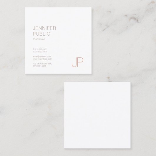 Modern elite Design Elegant Monogram Plain Luxe Vierkante Visitekaartje (Voorkant / Achterkant)