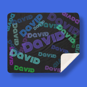 Modern, elke naam collage Blauw, paars & groen Sherpa Deken