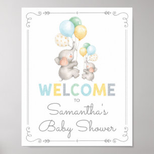 Modern ellephant Oerwoud Baby shower Welkomstteken Poster