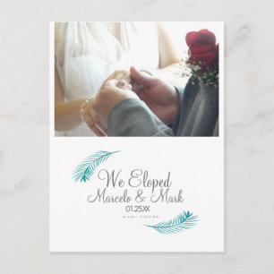 Modern Eloped Tropical Palm Leaf Greenery Briefkaart