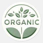 Modern Embossed Style Green Leaf Organic Label (Voorkant)