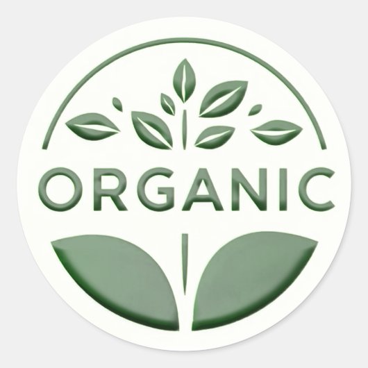 Modern Embossed Style Green Leaf Organic Label (Voorkant)