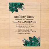 Modern Emerald Floral Garden Wedding Invitation (Recto)