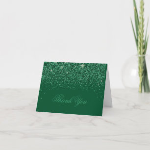Modern Emerald Glitz Glitter Bedankt voor je kaart
